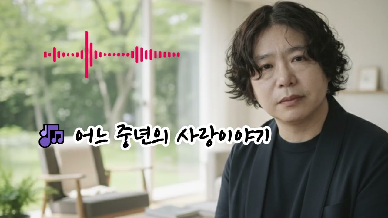 🎶 어느 중년의 사랑이야기  🌟 거울 속에 비친 낯선 얼굴 위에지나온 세월이 겹쳐 흐르네화려한 날들은 바람에 흩어지고이제야 보이는 당신의 그 눈빛