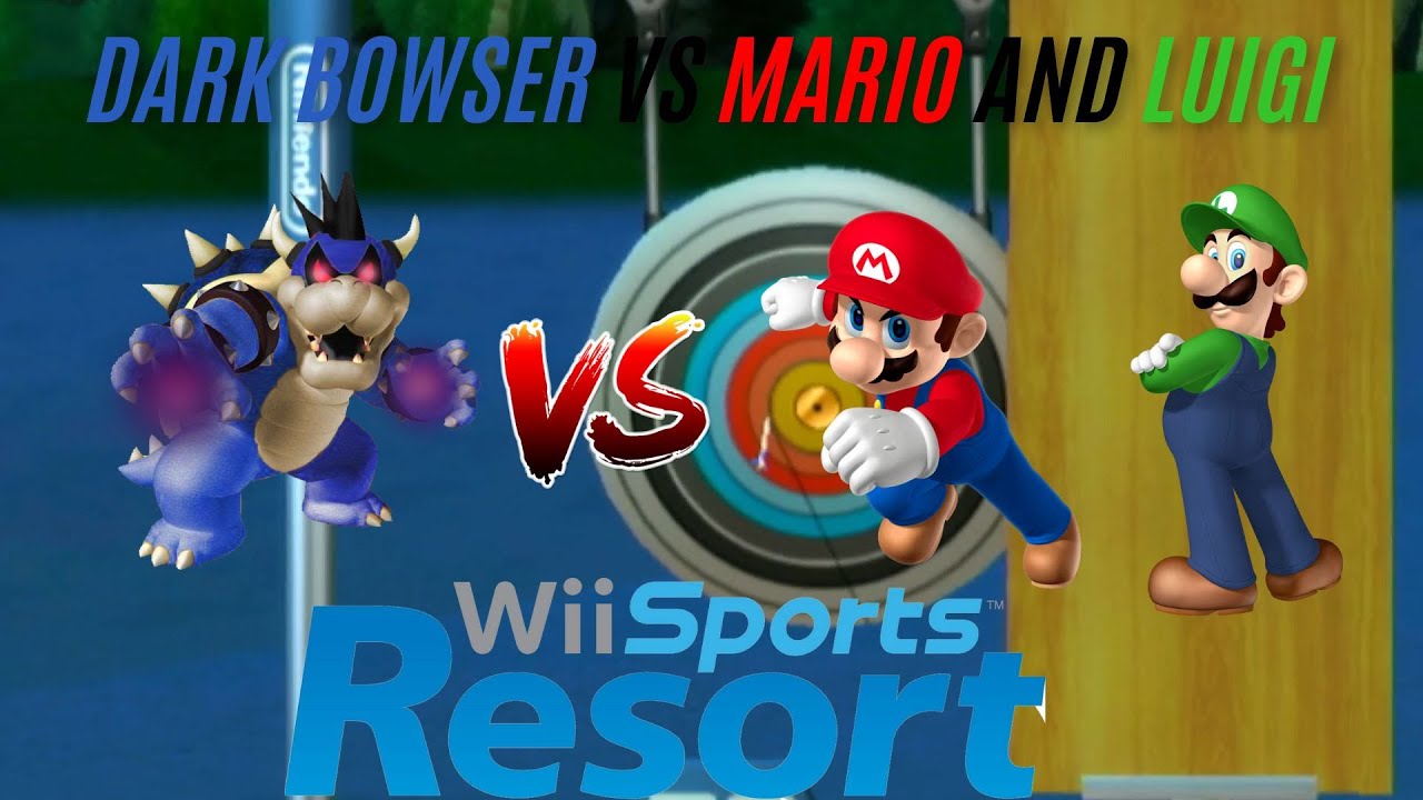 Wii Sports Resort - Archery - Dark Bowser vs Mario and Luigi