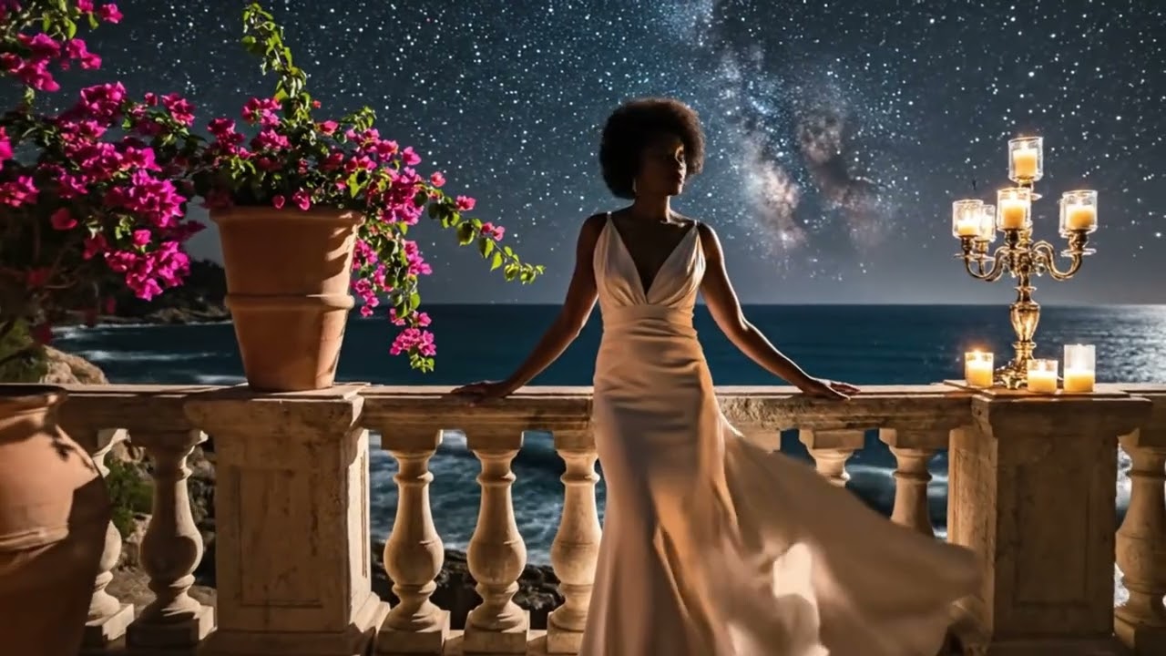 Luxury Night Relax Sleep 10 Hours 🌊 Mediterranean Balcony & Piano Music 🎶 Ocean Waves for Deep Sle