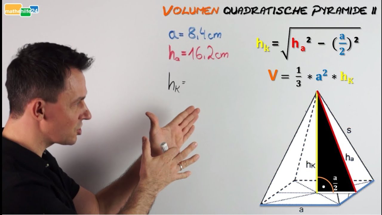 Volumen Quadratische Pyramide (2)  - Pythagoras anwenden