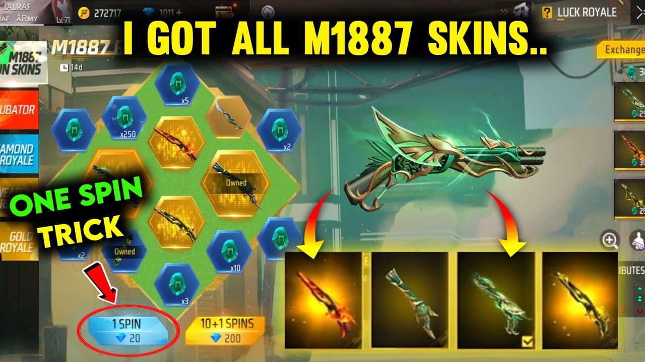 M1887 Ring Event Spin🔥| Free Fire M1887 Gun skin Event | Free Fire New Event | Luck Royal m1887 skin