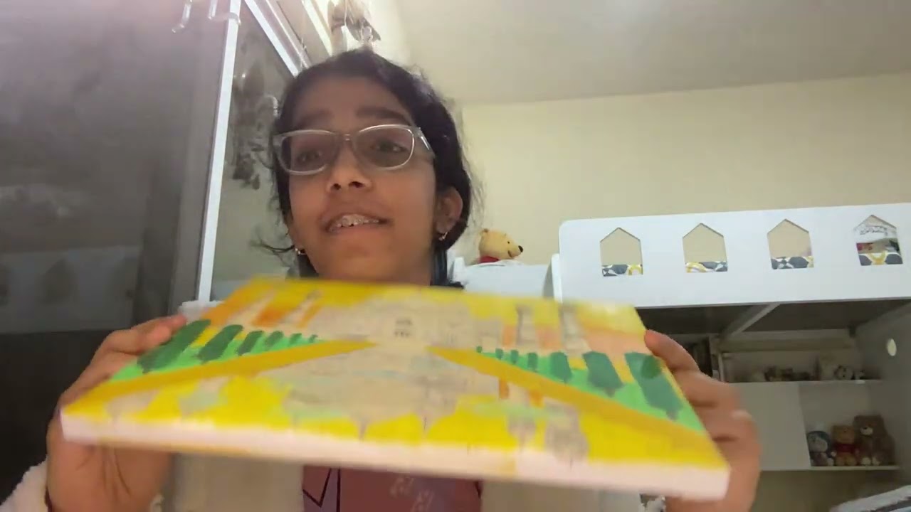 Draw a Taj Mahal irl and painted with oil colors