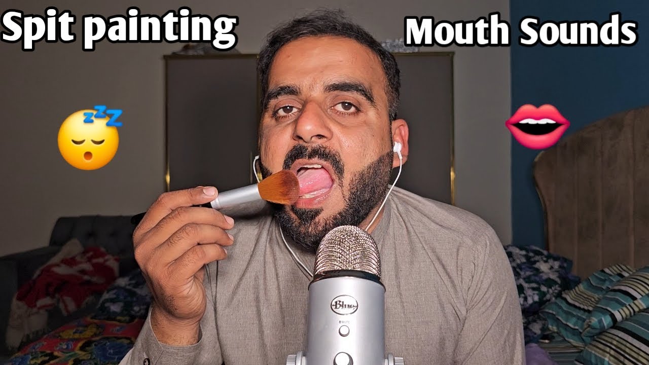 ASMR - Fast & Aggressive spit painting - close mouth sounds for you to sleep 😴