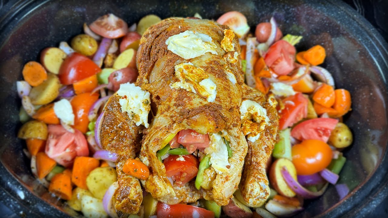 Oven Roasted Whole Chicken with Mixed Vegetables and a Hint of Cinnamon