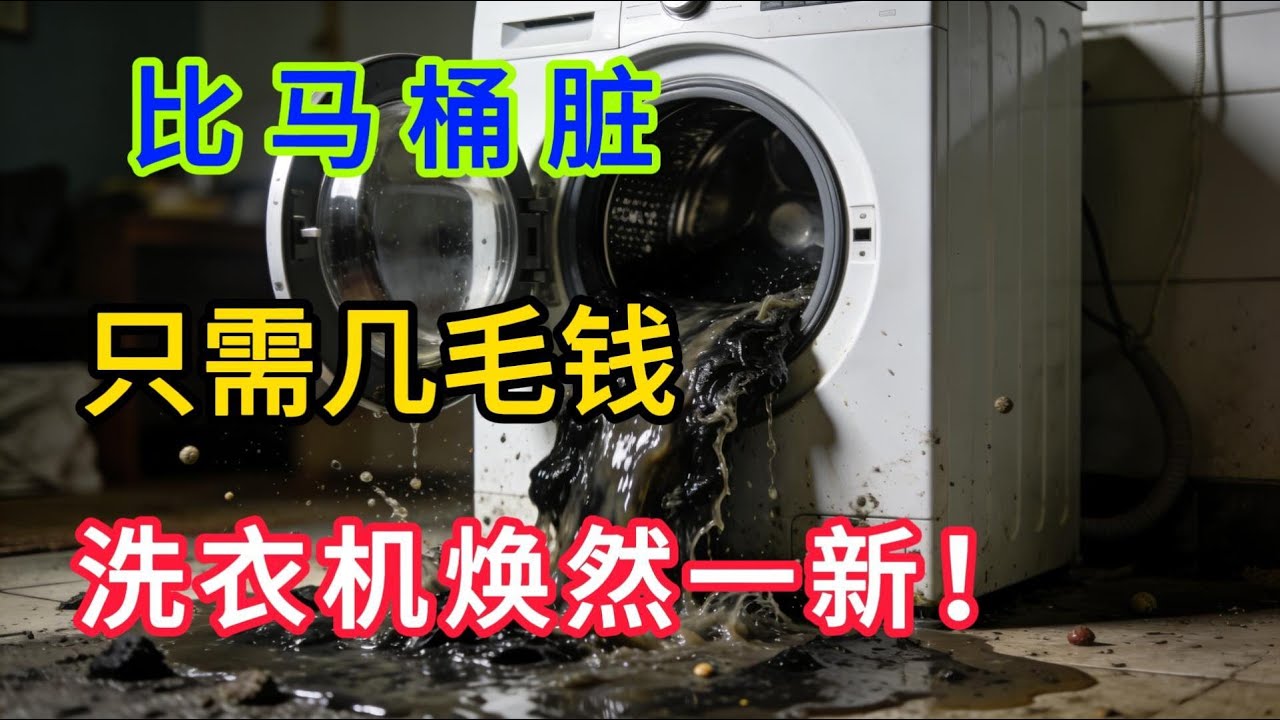 洗衣机比马桶还脏500倍？千万别直接扔衣服！教你不拆机3分钟彻底排污，脏东西全吐出来