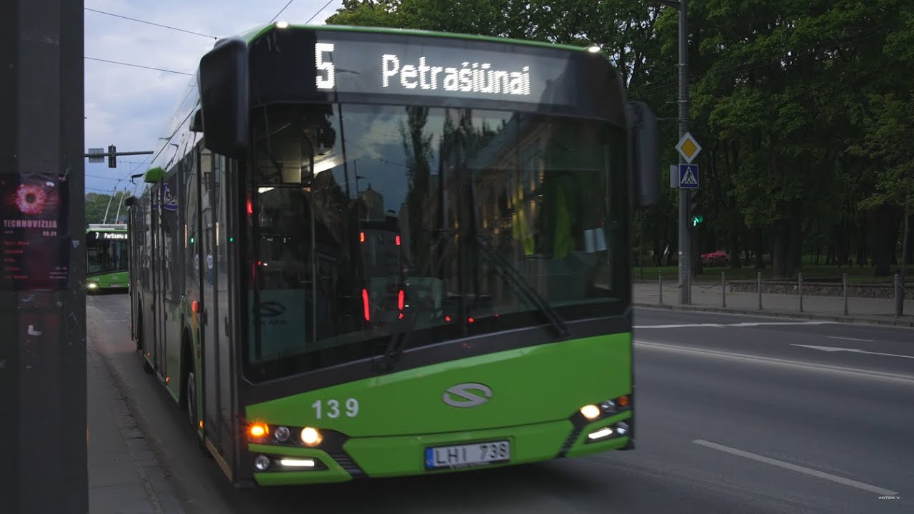 Lithuania, Kaunas, trolleybus 5 ride from Griunvaldo g. to Autobusų Stotis