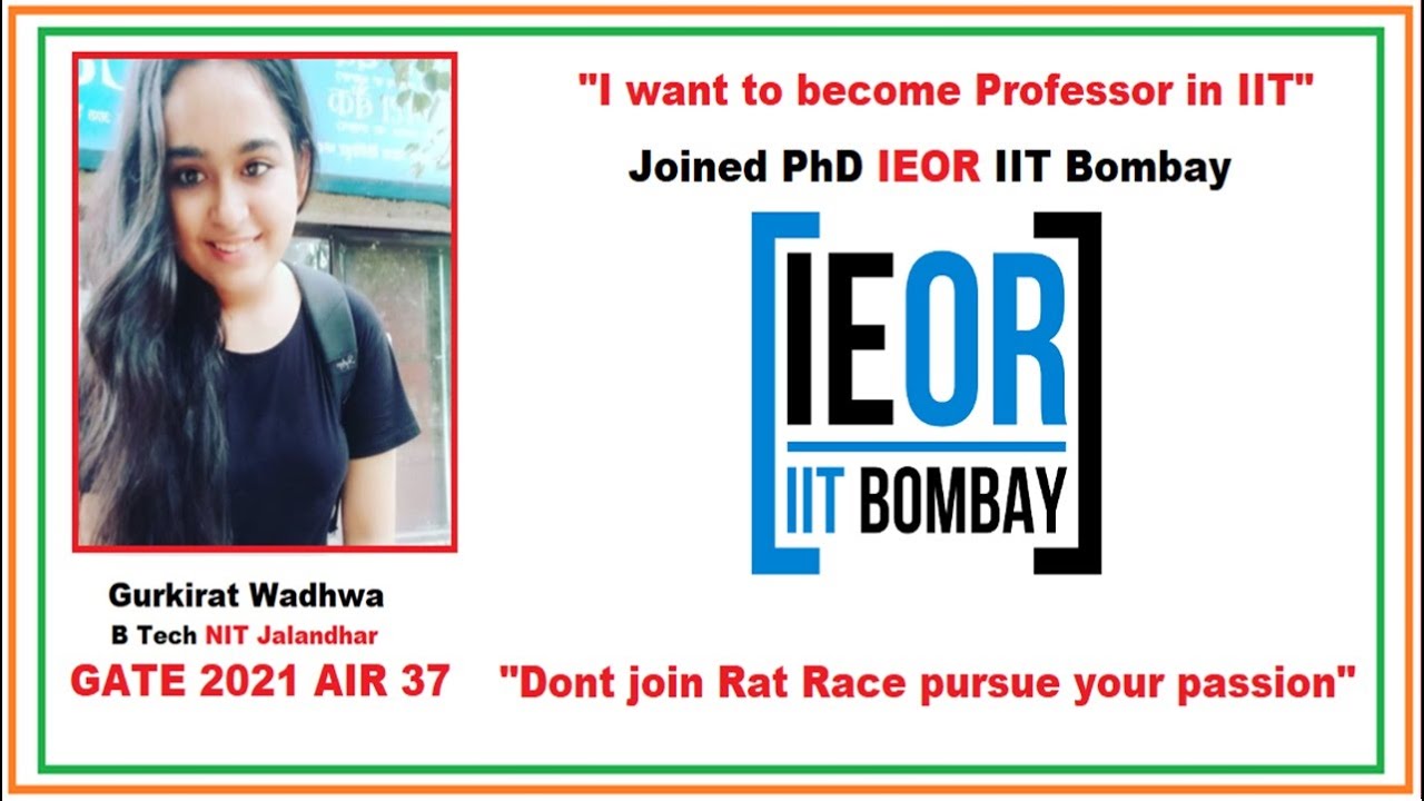 Selected in PhD in IEOR IIT Bombay | Inspirational | PGC GATE 2021 | NIT Jalandhar | Gurkirat Wadhwa