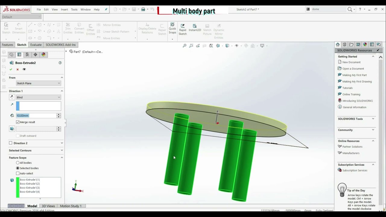 Solidworks Tutorial  - Multi body Part