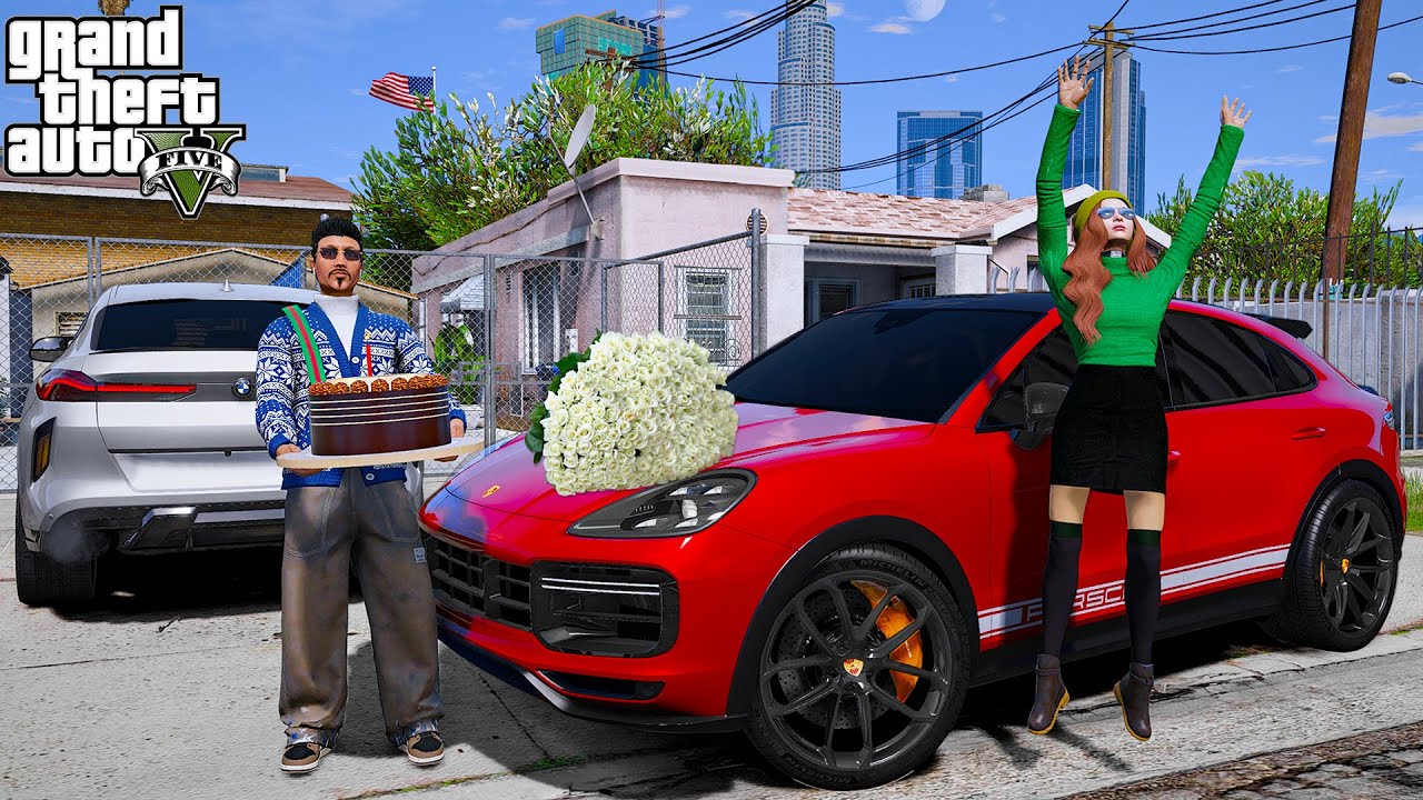 ОТЕЦ И СЫН В GTA 5 - ПОДАРИЛ ДЕВУШКЕ НА ДЕНЬ РОЖДЕНИЯ PORSCHE CAYENNE TURBO GT! ОНА В ШОКЕ! 🌊ВОТЕР