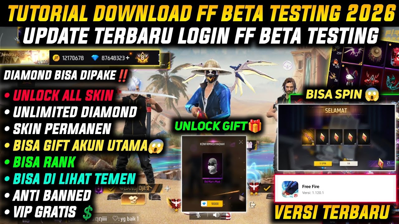 NEW UPDATE‼️ CARA DOWNLOAD FF KIPAS ORI 2026 VIP GRATIS!! FF BETA 2026 SEMUA HP