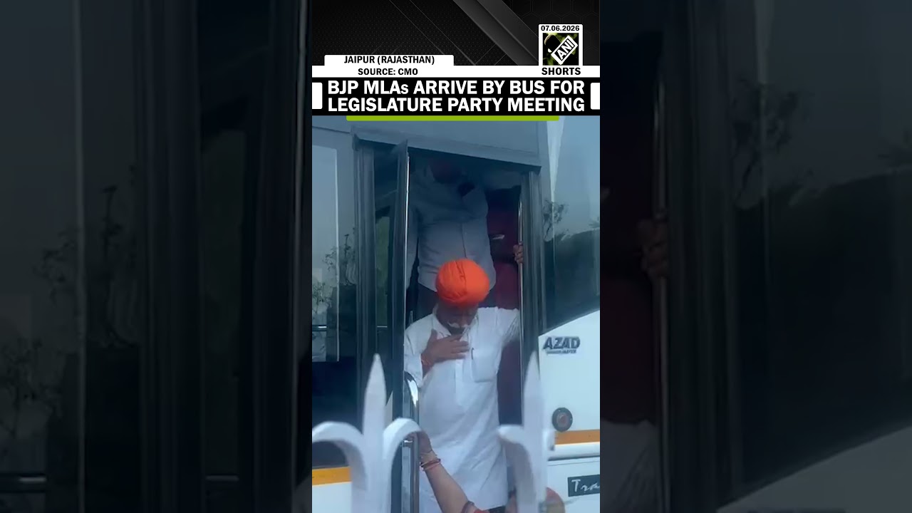 BJP MLAs arrive by bus for Legislature Party meeting at CM Bhajanlal Sharma Residence