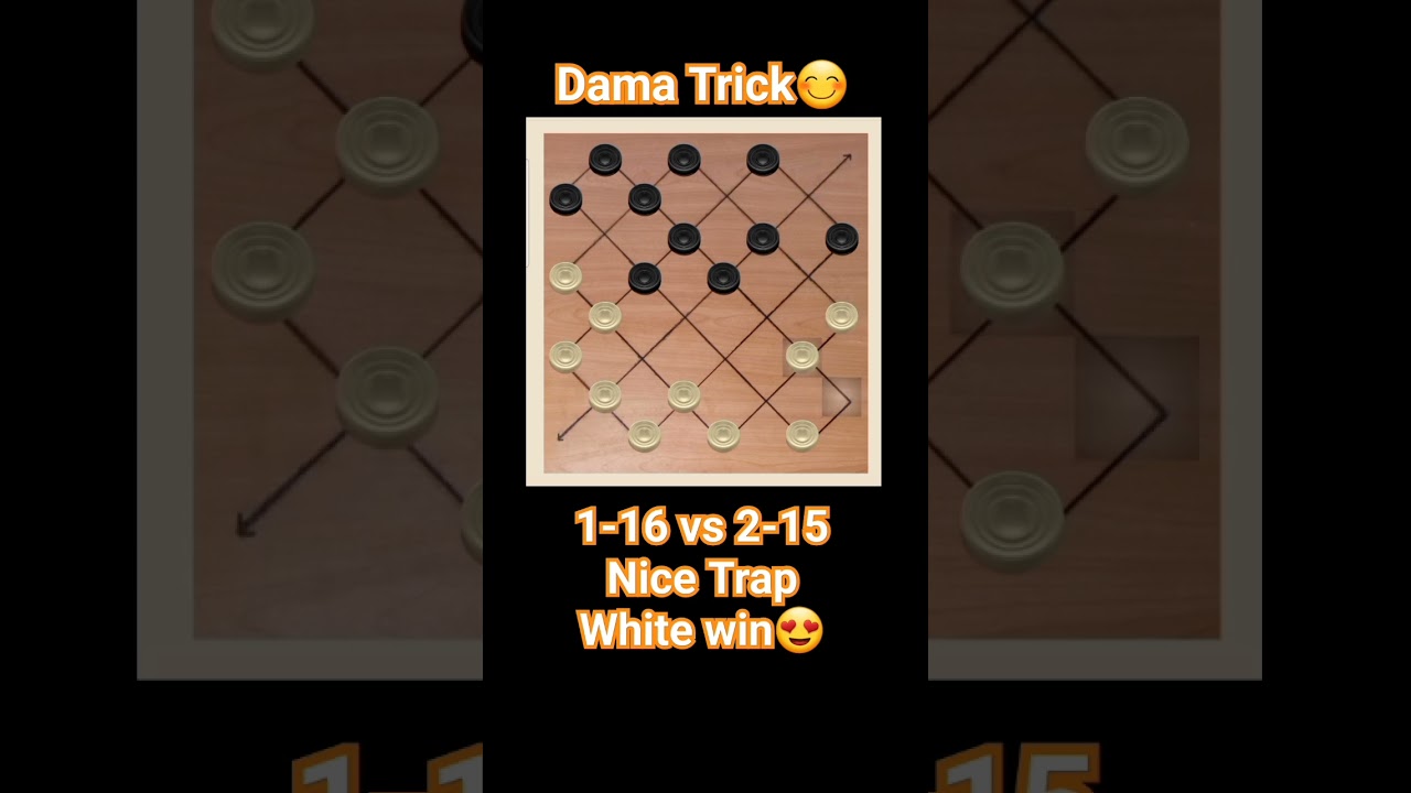 336. Dama Trick!!! Vismin Board 1-16 vs 2-15 Nice Trap White win😍