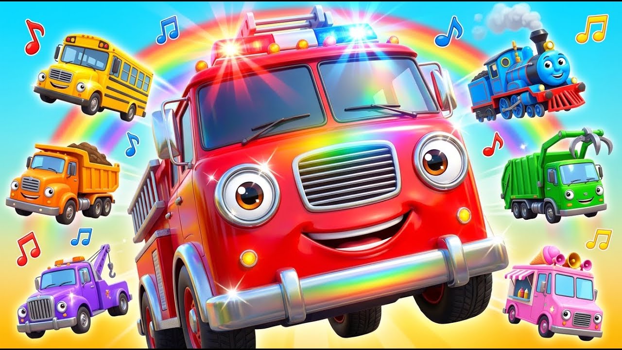 Big Trucks for Kids - Learning Colors Song | Fire Truck, Dump Truck, School Bus | Toddler Songs🚒