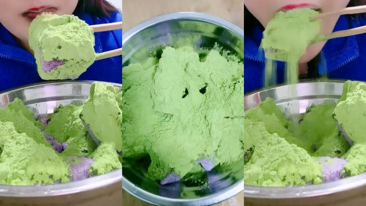 얼음먹방 HEAVY MATCHA POWDERY ICE EATING ASMR 💚🍵 COATED ICE CRUNCH ICE 녹차 | Матча | 抹茶