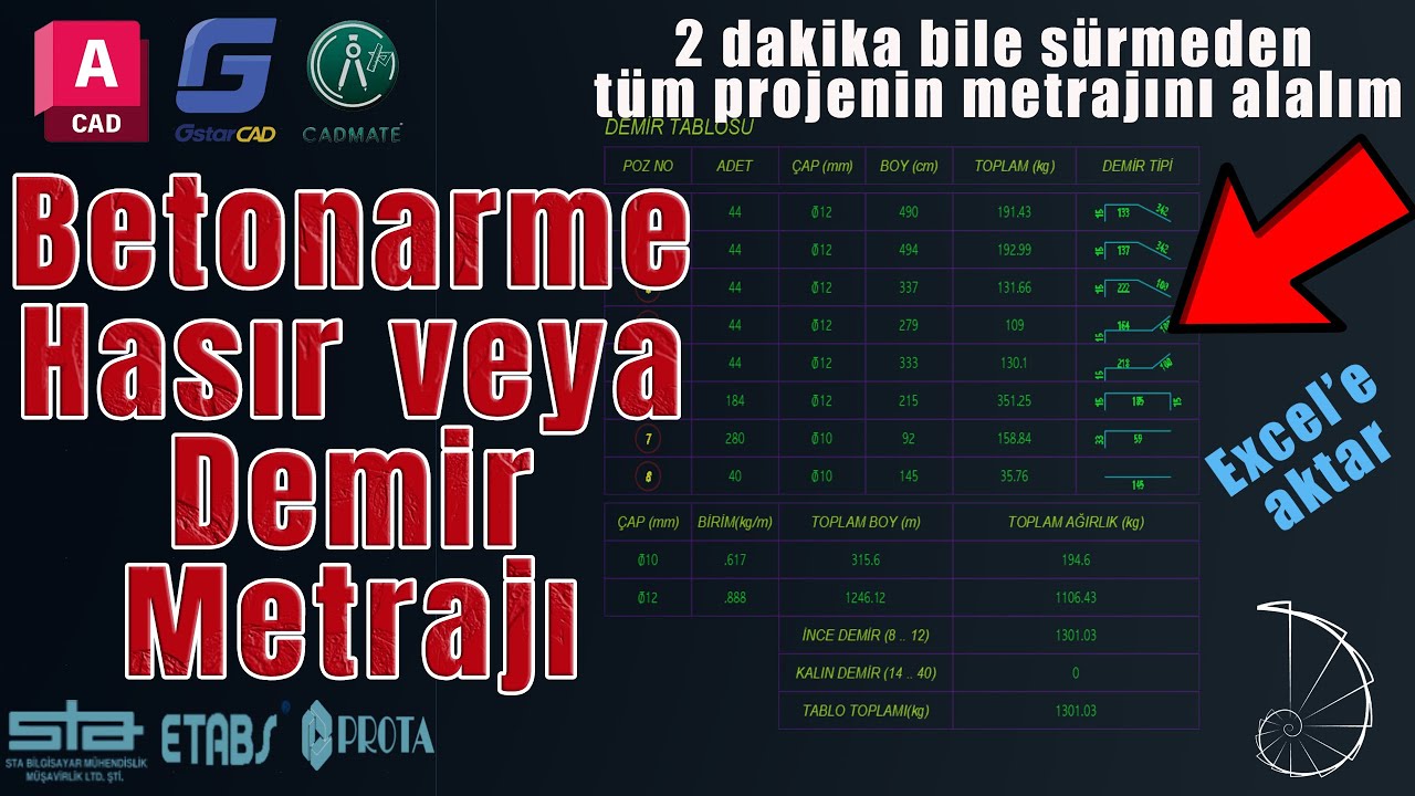 Betonarme Demir & Hasır Metrajı Nasıl Alınır?#autolisp #betonarme #metraj #autocad #drawing