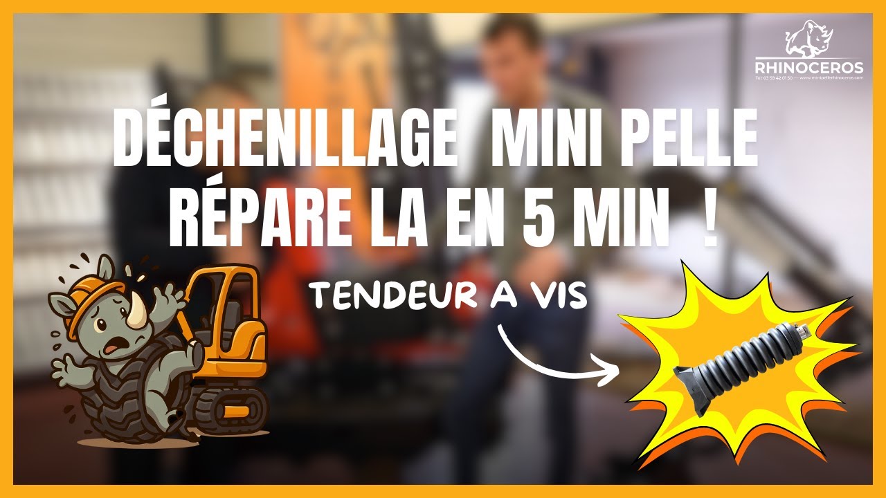 Montage d'une chenille caoutchouc sur une Mini Pelle Rhinoceros XN-10 ! Tendeur à vis