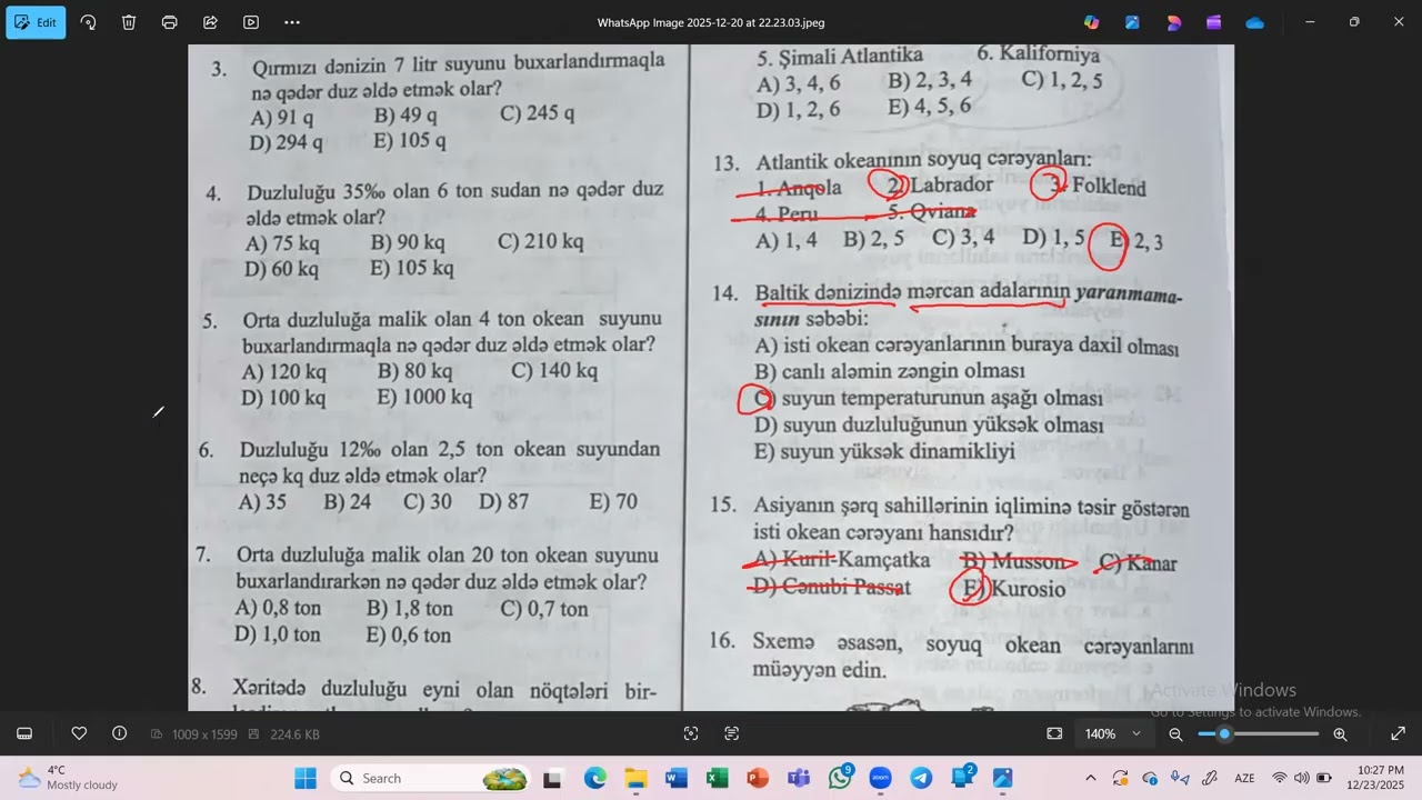 Güvən 2025, Okean suyunun duzluluğu-Sərdar Sərdarlı