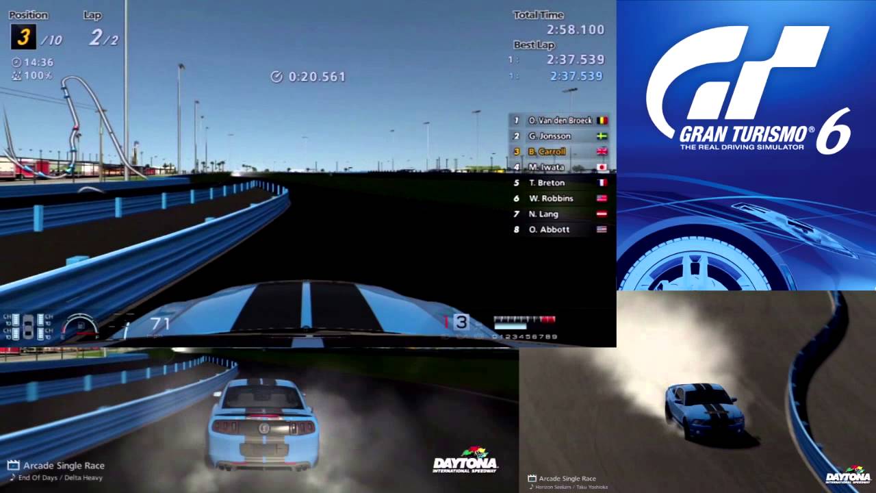 Gran Turismo 6 - Daytona (Road Course) Race - Mustang GT500 - MULTI CAM!!!
