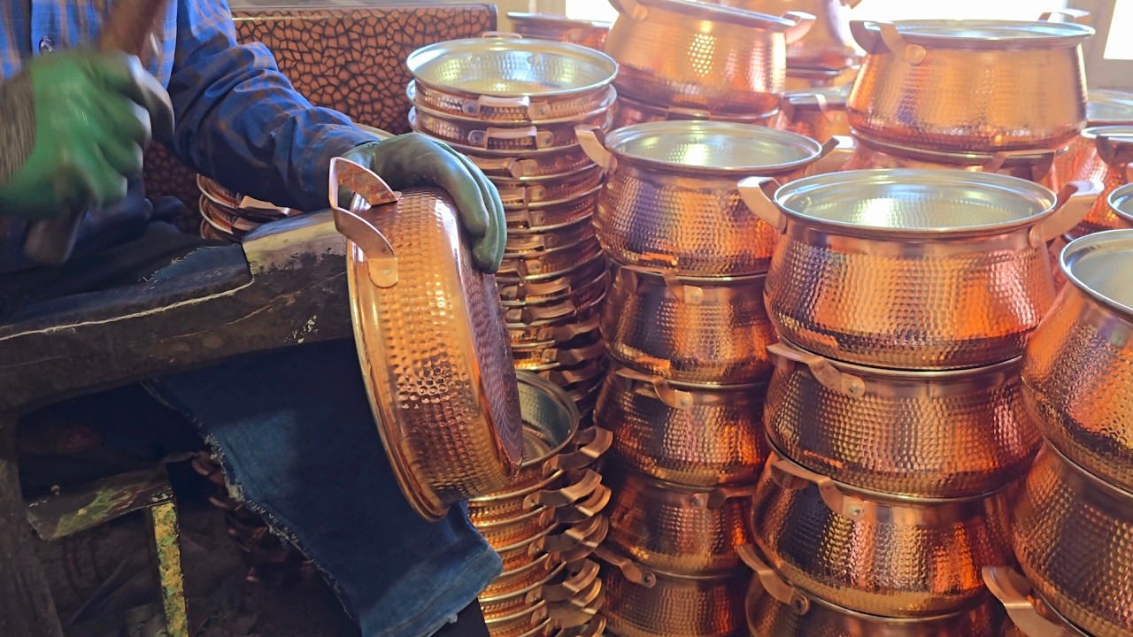 Hammered to Perfection: Witness the Creation of Copper Pots and Pans!