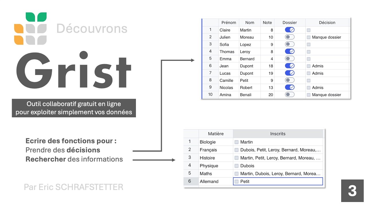 3 - Passer d'Excel à Grist : Décisions et recherche d'informations