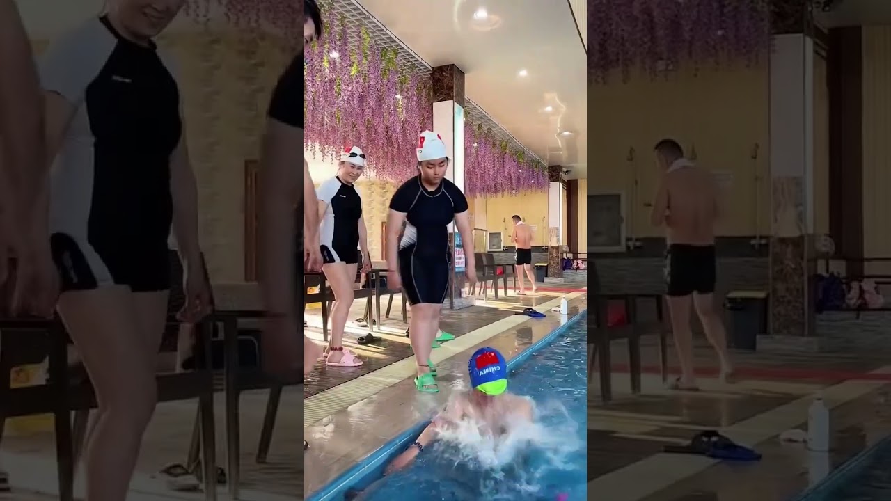 Poolside Masti Challenge! Bucket Balance Fun at the Pool😂 imming Squad Fun Moments #swimming #014