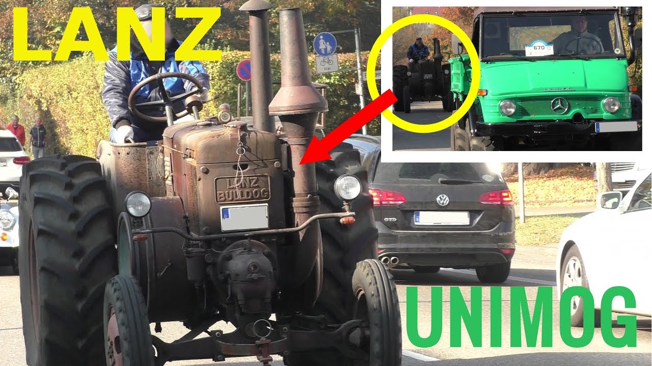 LANZ BULLDOG Oldtimer Traktor mit Patina - with Patina & UNIMOG on the road - auf der Straße