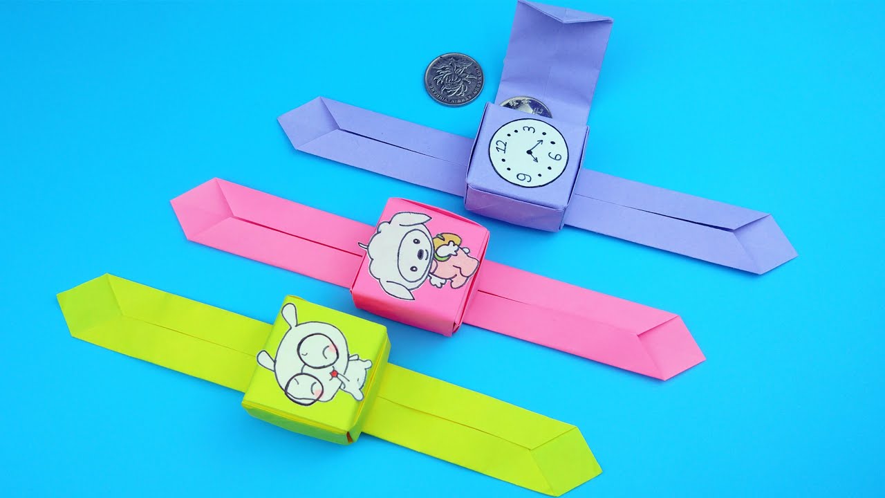 How to make paper watch /DIY paper watch /Origami paper watch/摺紙手錶零錢盒
