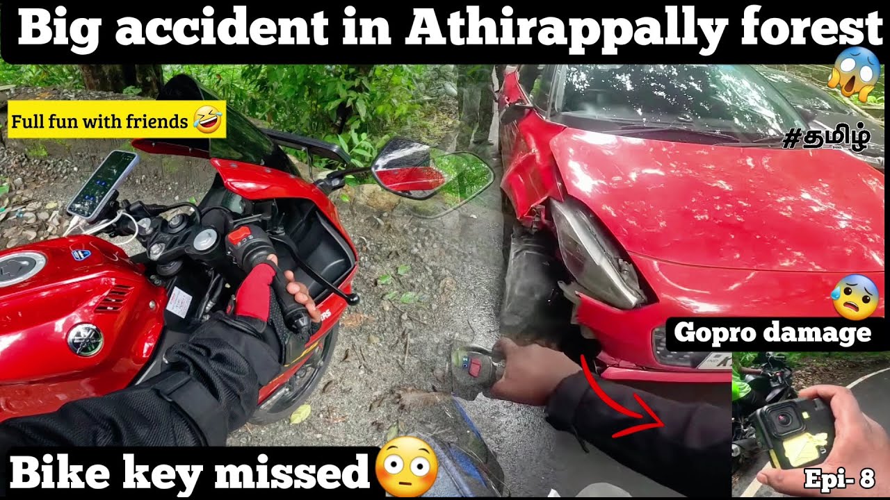 Big accident in athirappally forest😲| Bike key missed😰|Gopro damaged 