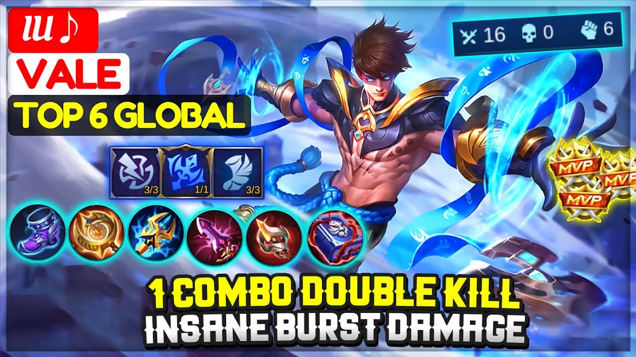 1 Combo Double Kill, Insane Burst Damage [Top 6 Global Vale] IU♪ - Mobile Legends