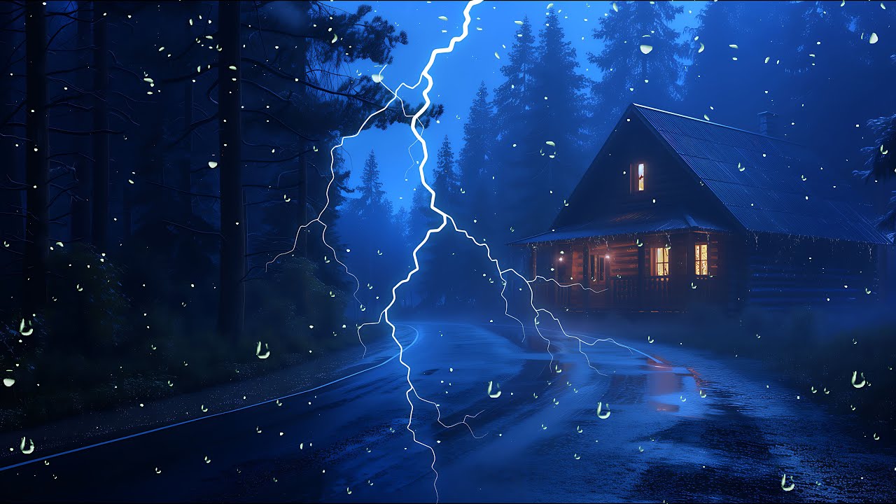 Deep Sleep, Stress Relief, and Relaxation with Powerful Rain and Thunder in the Night Forest