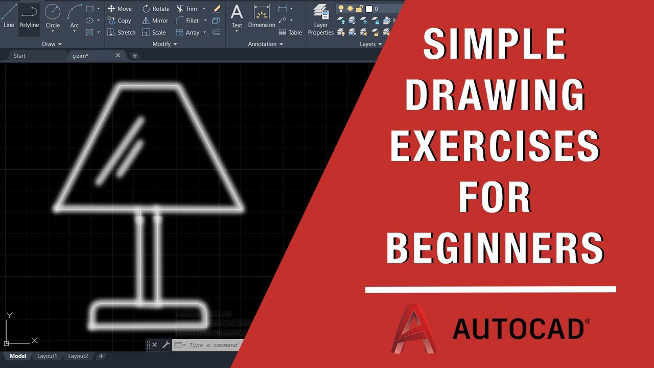 LAMP DRAWING WITH AUTOCAD | EXERCISES FOR BEGINNERS | SIMPLE DRAWING