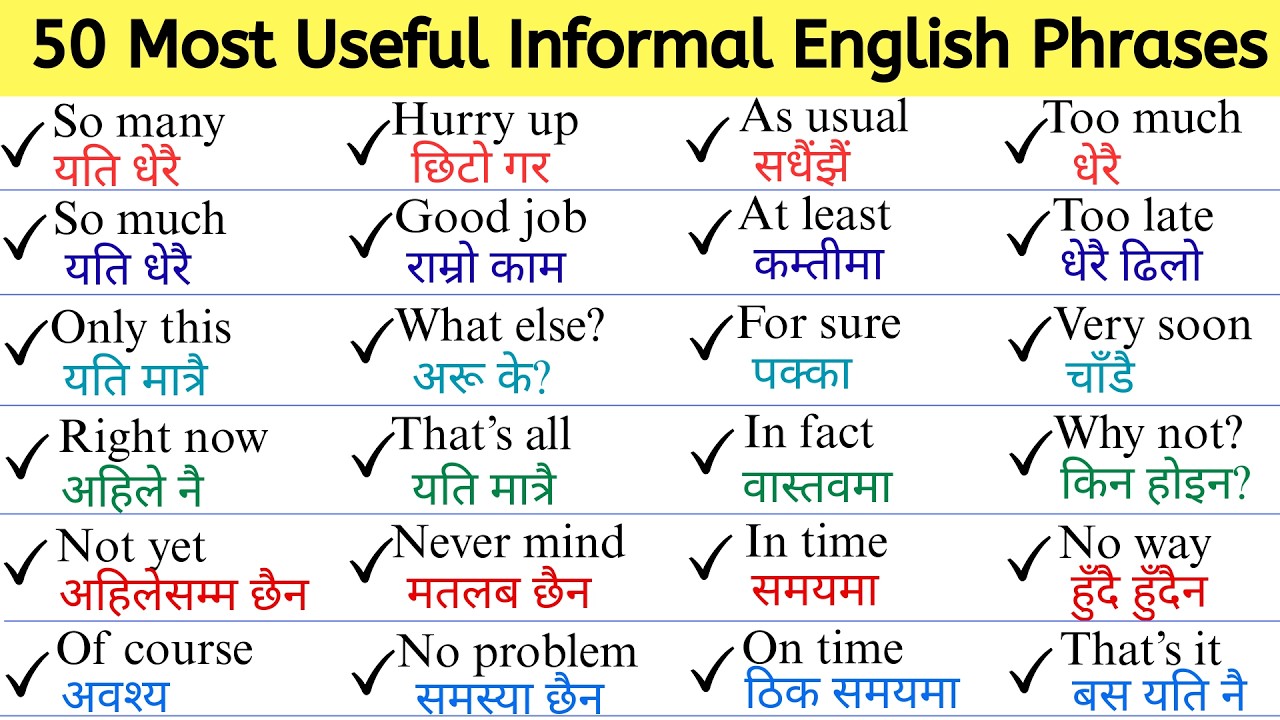 50 Most Useful Informal English Phrases | Daily Speaking Practice with Nepali Meaning | English Pro