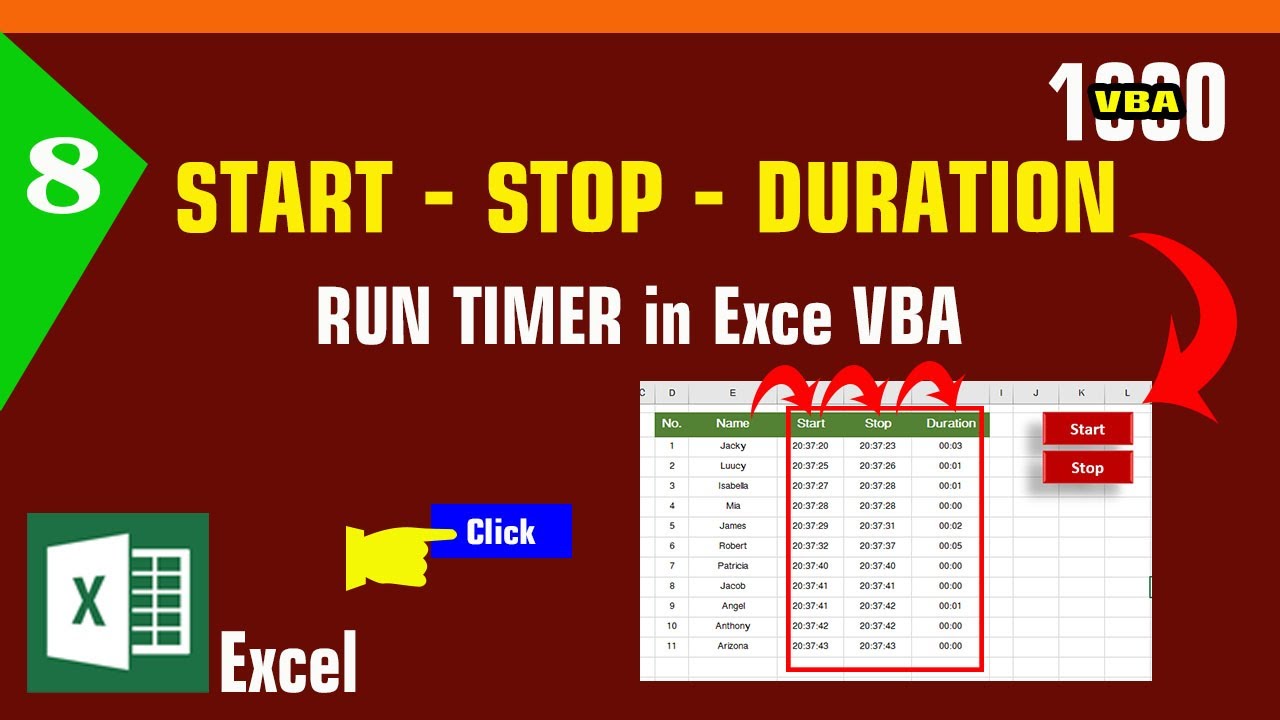 #8 - Run Timer Start - Stop - Duration in Excel VBA | Learn Excel | MsOffice Learning | Excel VBA