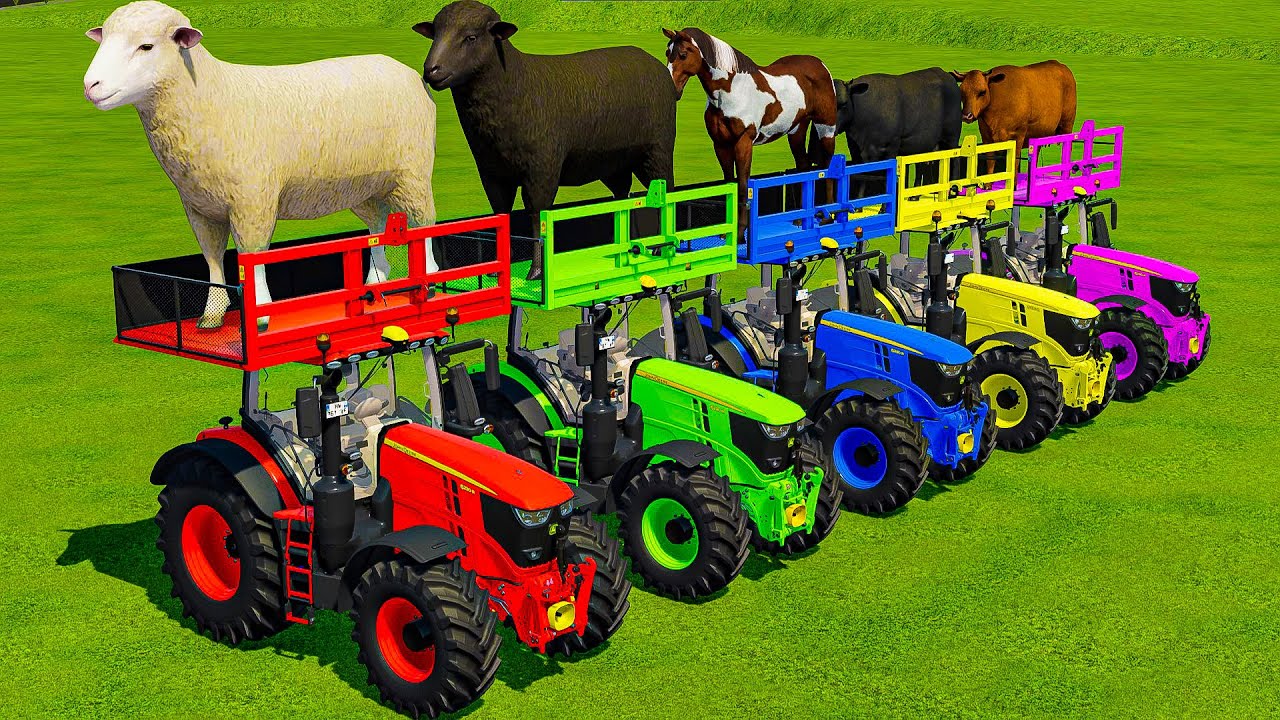 TRANSPORTING GOATS, SHEEPS, COWS, HORSES, BULLS AND TRACTORS WITH MAN TRUCKS - Farming Simulator 22