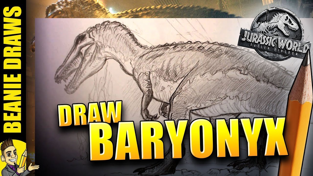 How to Draw Baryonyx from Jurassic World Fallen Kingdom Trailer - Tutorial