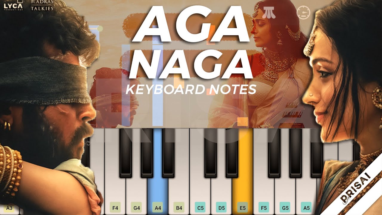 Aga Naga ❤️‍🔥 Keyboard Notes & Chords | Ponniyin Selvan - 2 | A R Rahman | Trisha | PS 2 | PRISAI