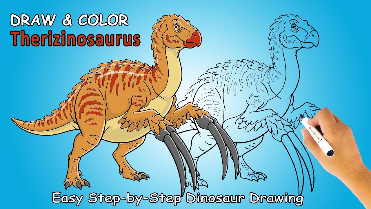 Draw & Color Prehistoric Animals | Therizinosaurus