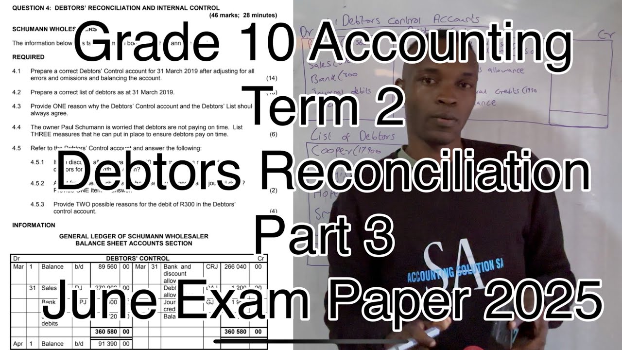 Grade 10 Accounting Term 2 | Debtors Reconciliation June Exam 2025