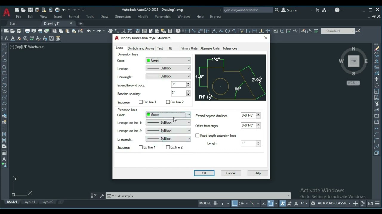 AUTOCAD| SETTINGS OF DIMENSION STYLE |DIMENSION STYLE MANAGER|