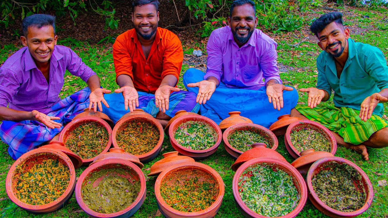 10 Green Leafy Vegetables Cooking | Drumstick Leaf | Village Man Cooking