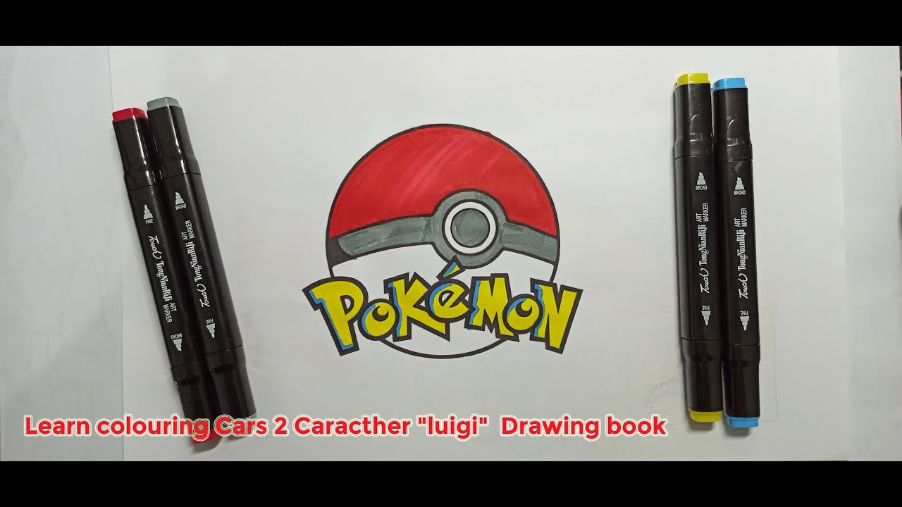 Lets Learn Colouring with Colour markers | Learn colouring Pokemon Ball Drawing Page