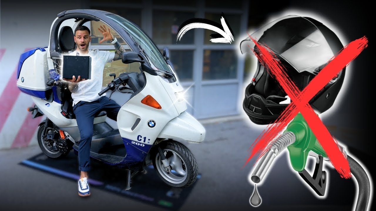 BMW C1 : Rouler un scooter SANS CASQUE et SANS ESSENCE !!! Moche mais tellement KIFFANT ! ft Noil