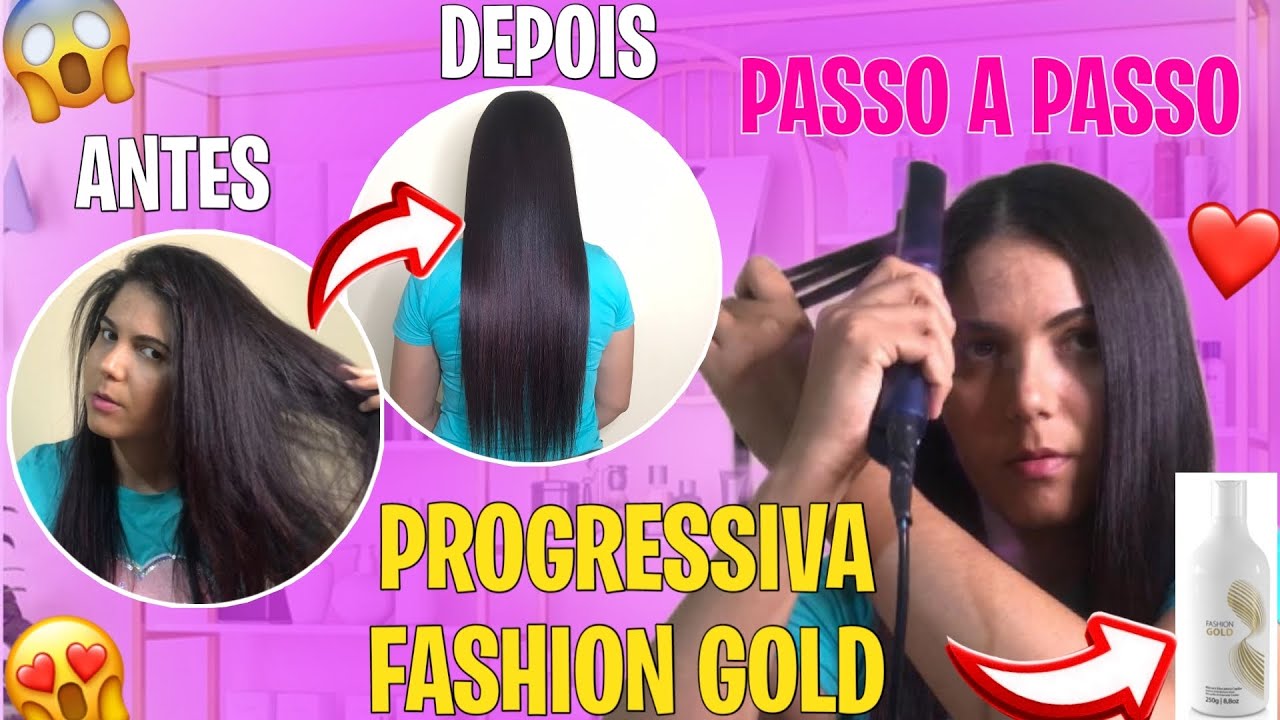 Progressiva fashion gold /passo a passo com chapinha de cerâmica /será que alisou?🤔