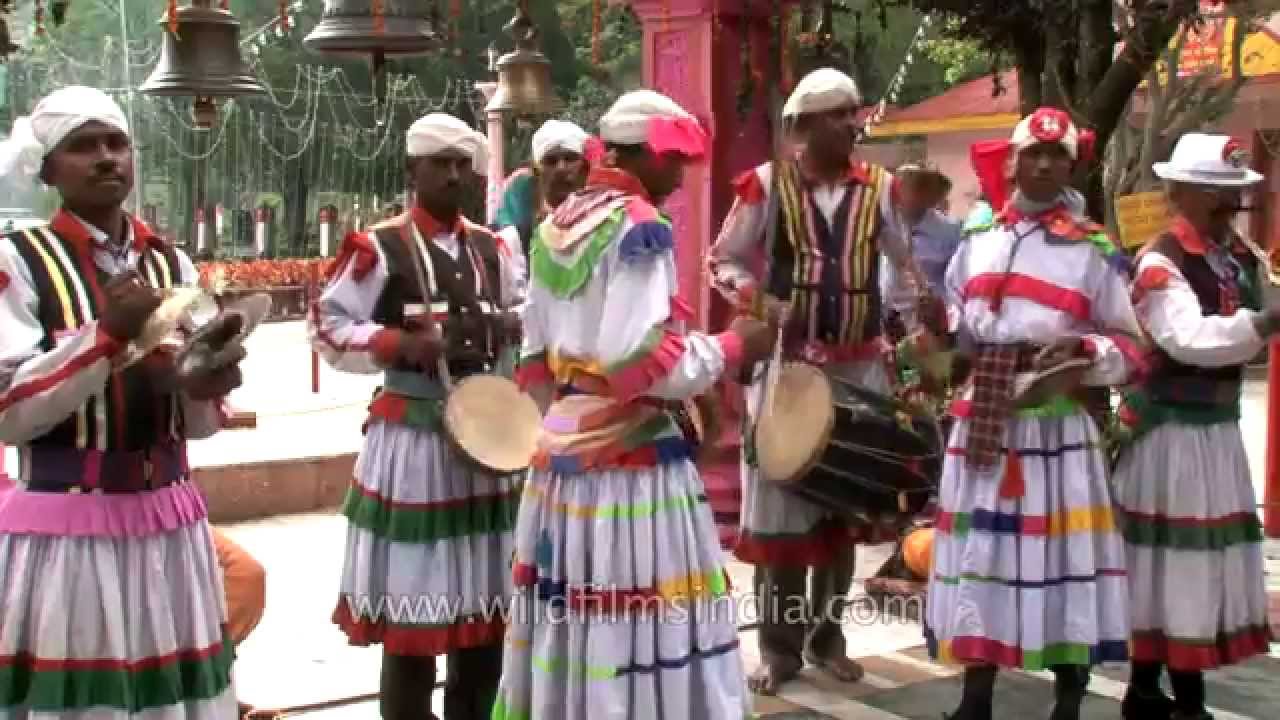 Kumaoni band playing traditional music during Nanda Devi Mahotsav