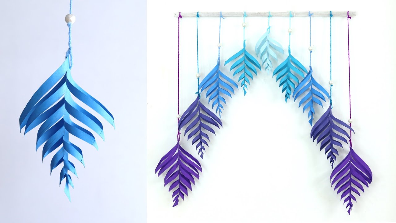 Paper spiral leaf wall hanging tutorial - DIY Easy wall decoration ideas