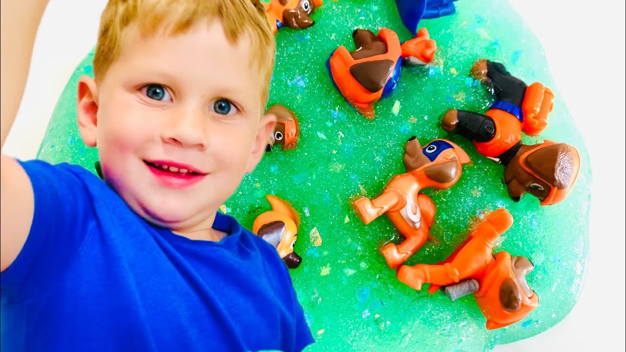 Jacob play with glitter|  Paw Patrol Slime Adventure: Fun-filled Playtime with Your Favorite Pups!