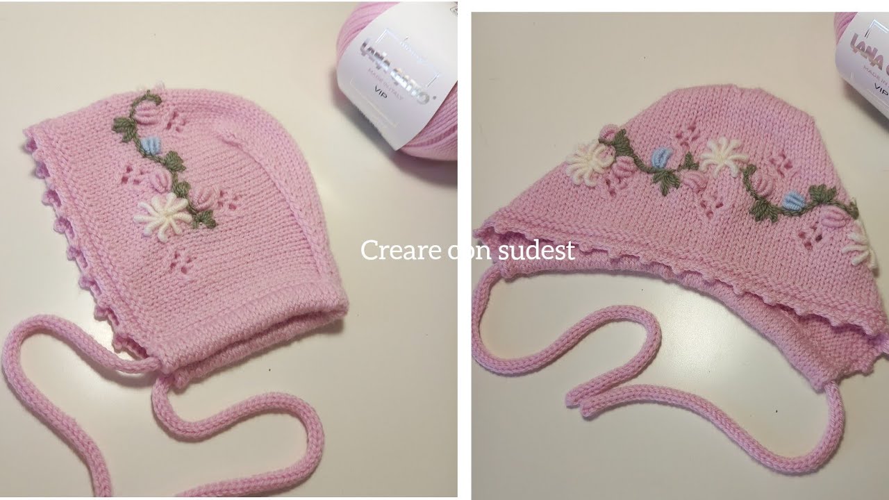 cuffietta primavera/ kniting/ cappello ai ferri neonati