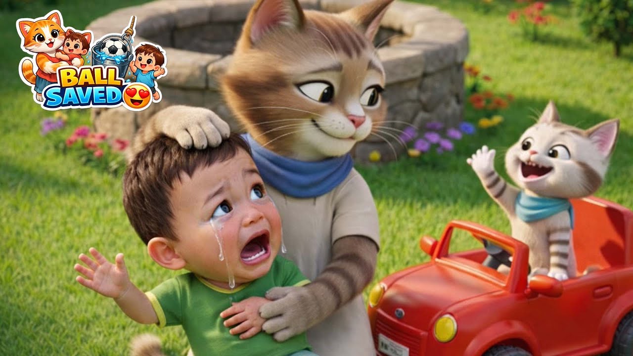 Baby’s Ball Fell in Well 😱 | Cat & Kitten Save the Day 🐱⚽ | @myanoo