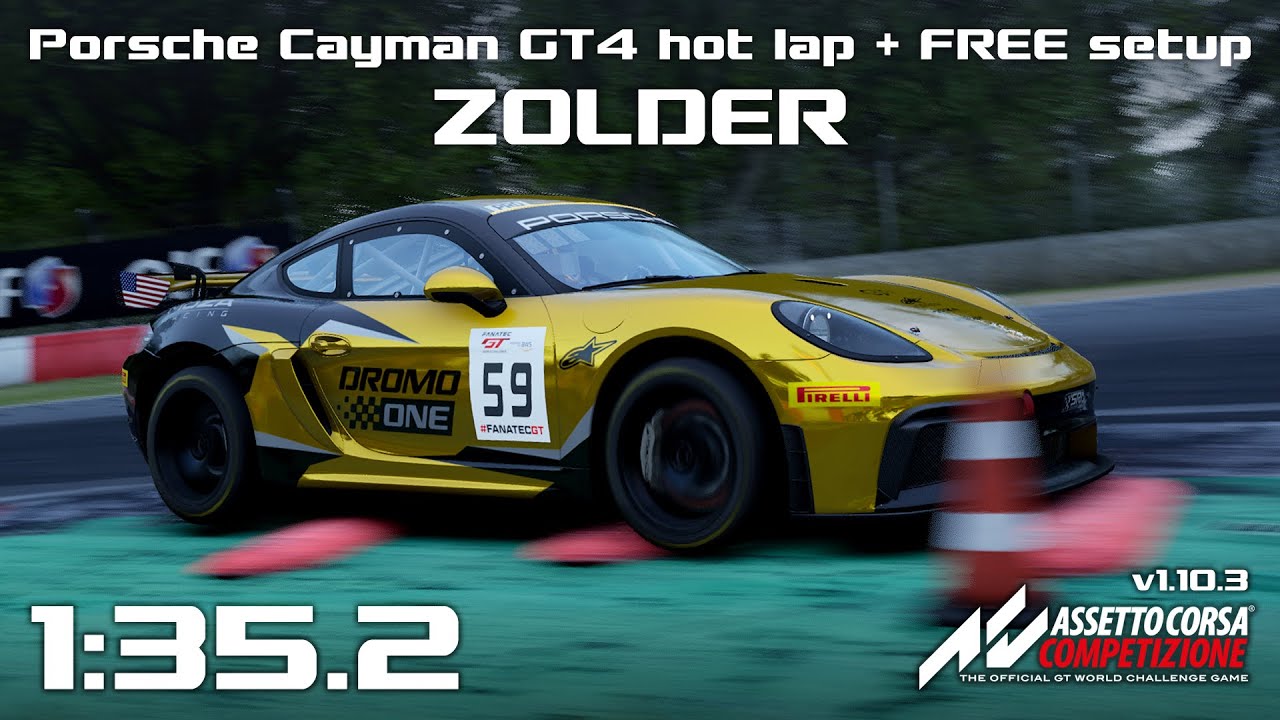 Porsche 718 Cayman GT4: Zolder hot lap + FREE setup | 1:35.270 | ACC v1.10.3