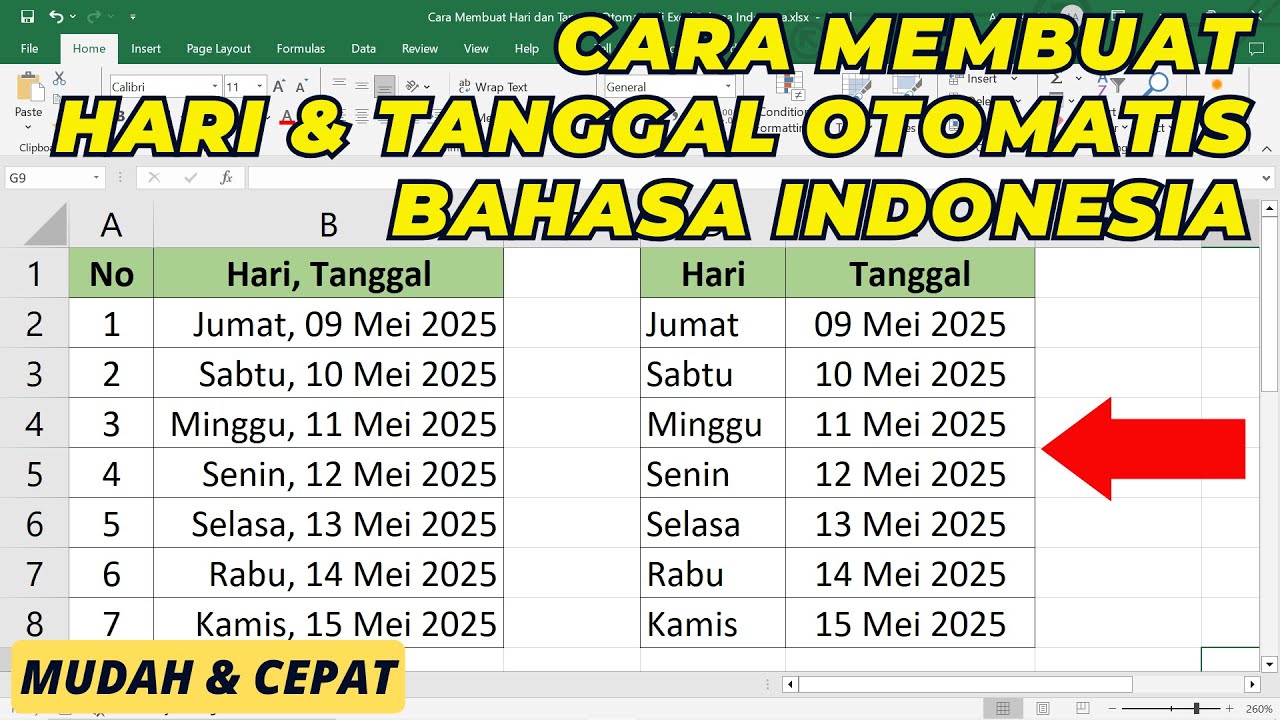 Cara Membuat Hari dan Tanggal Otomatis di Excel Bahasa Indonesia | Tutorial Microsoft Excel
